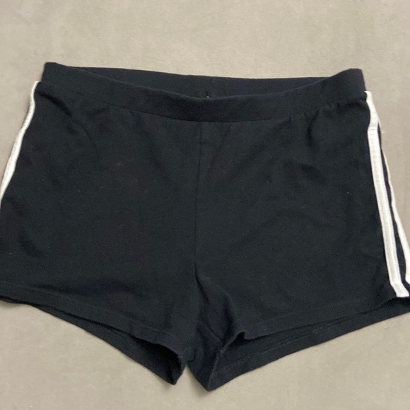 Black Colsie Cotton Short Shorts W/ White Stripes, M - Picture 1 of 4